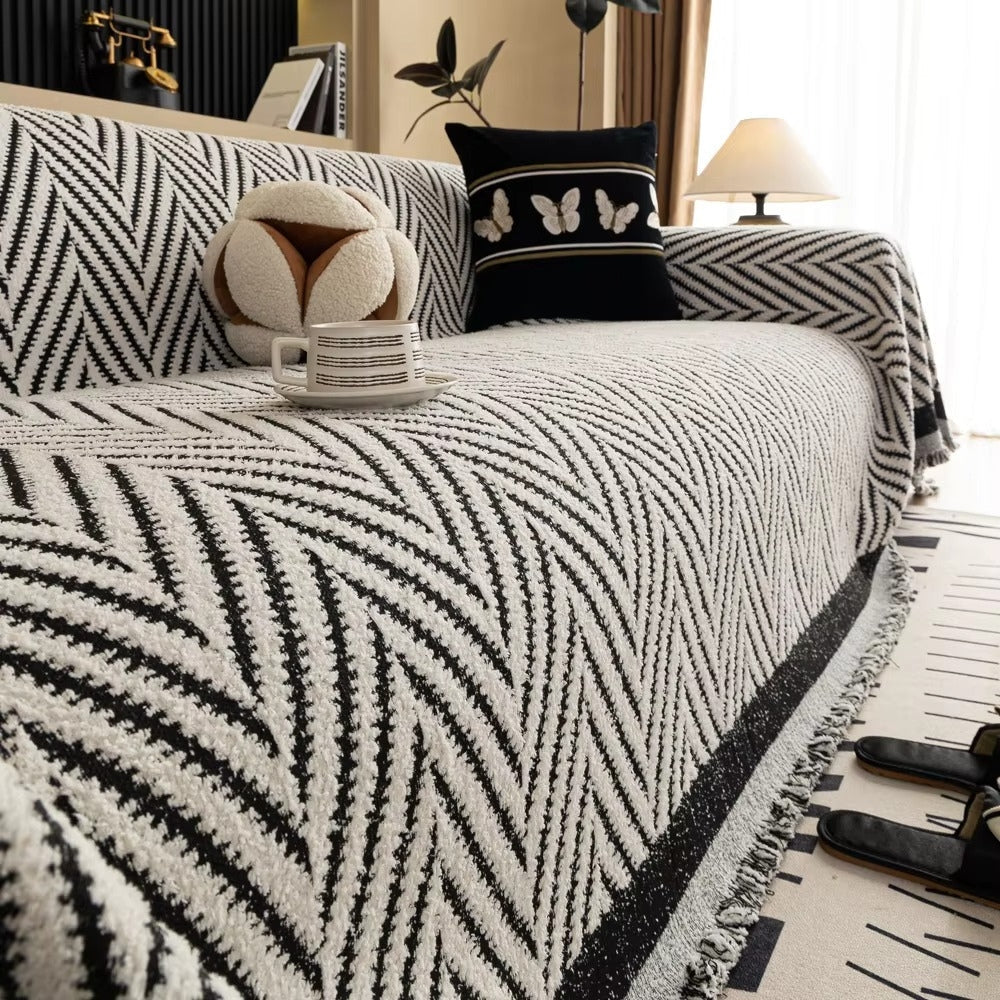Chevron Herringbone Tassel Sofföverdrag