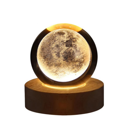 2.36 tum RGB Kristallkula Nattlampa med Vintergatan och Månen - Kosmos-inspirerad Sängbord Dekoration