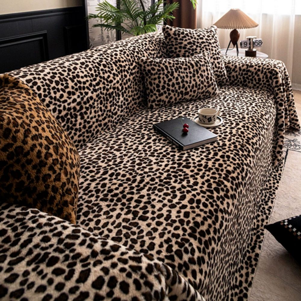 Mysig Leopardmönstrad Sofföverdrag