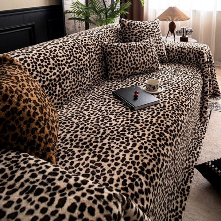 Mysig Leopardmönstrad Sofföverdrag