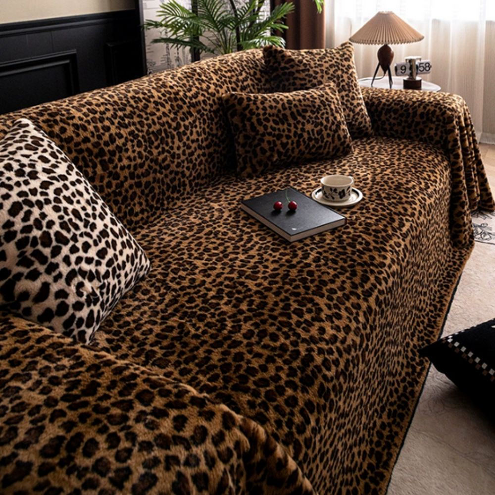 Mysig Leopardmönstrad Sofföverdrag