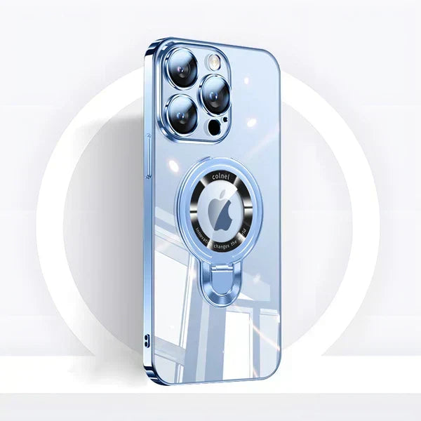 iPhone MagSafe-serien | Transparent elektropläterad roterande ställtelefonfodral