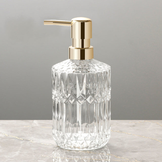 Glas tvålpump med diamantmönster