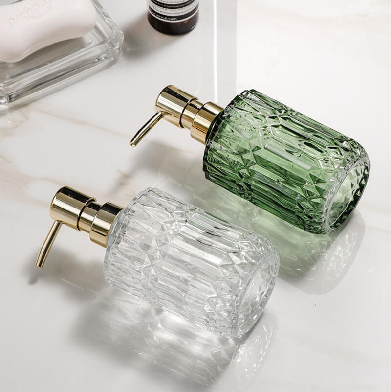 Glas tvålpump med diamantmönster