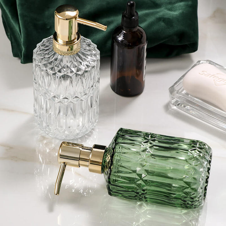 Glas tvålpump med diamantmönster