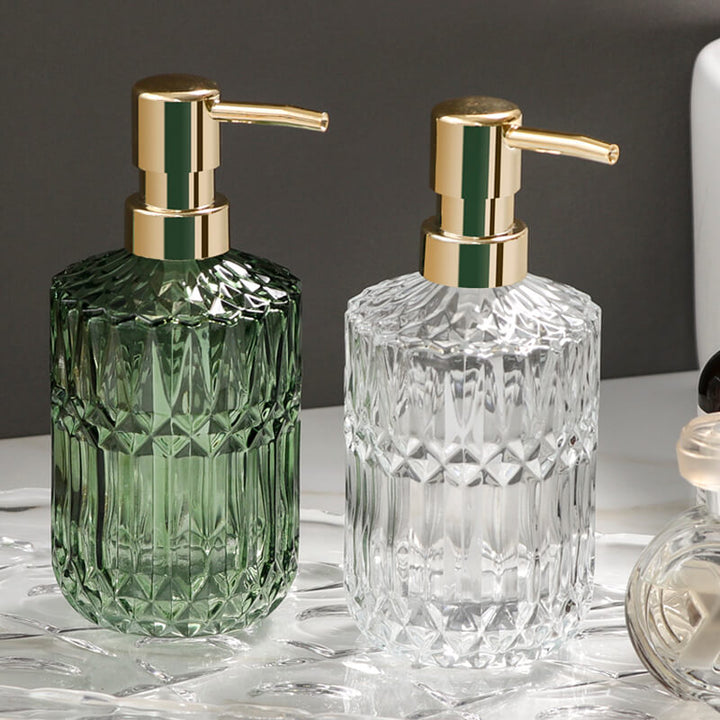 Glas tvålpump med diamantmönster