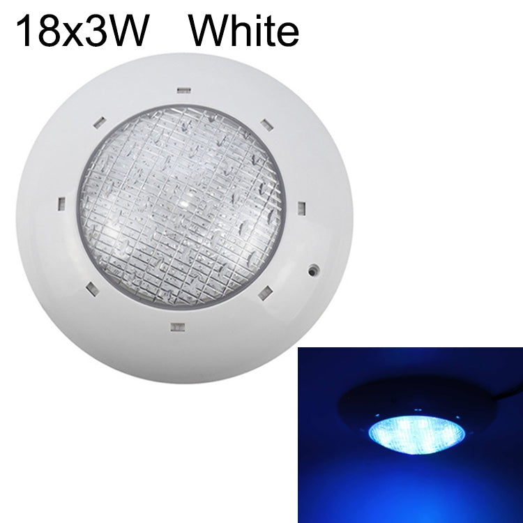 18x3W ABS plastpoolvägglampa undervattensljus (Vit)