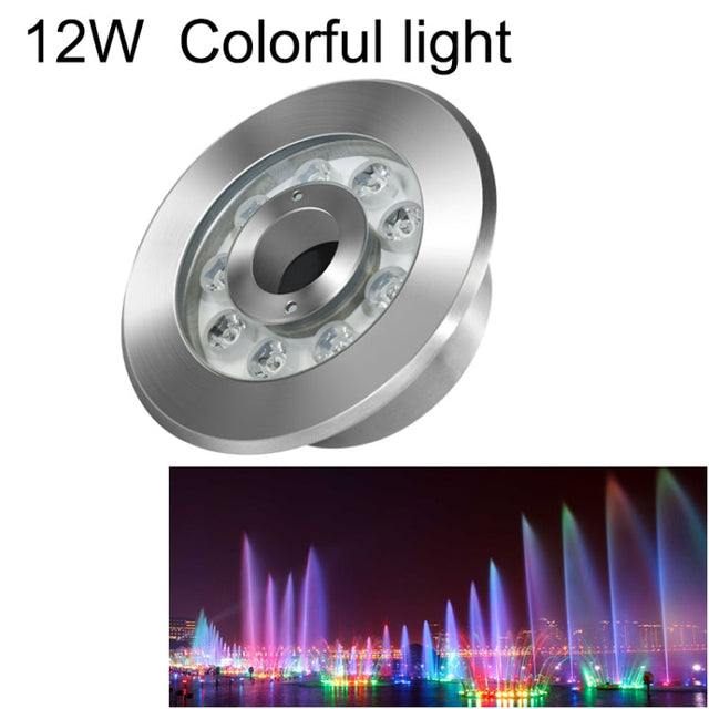 12W Landskapsfärgändrande Ring LED Rostfritt Stål Underwater Spotlight (färgglad)