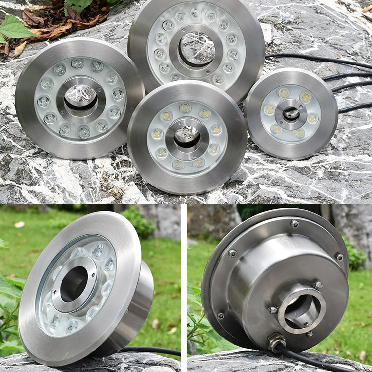 12W Landskapsfärgändrande Ring LED Rostfritt Stål Underwater Spotlight (färgglad)