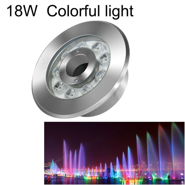 18W Landskapsfärgad färgändringsring LED Rostfritt Stål Underwater Fountain Light (färgglad)