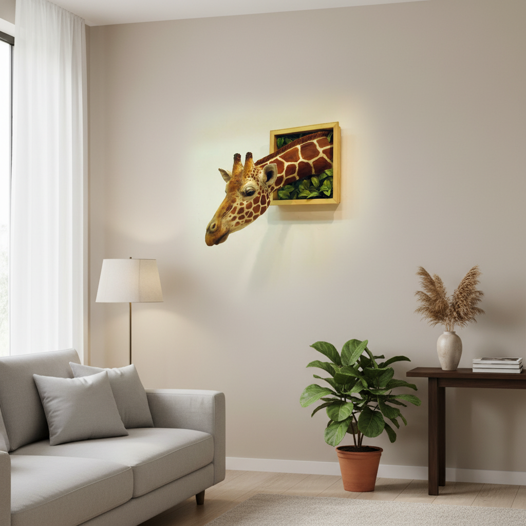 Giraffhuvud - Väggdekoration - 3D-skulptur - Livsstorlek dekoration