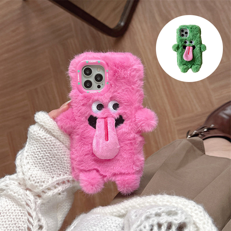 Rolig Plush Telefonfodral med Utstickande Tunga för iPhone