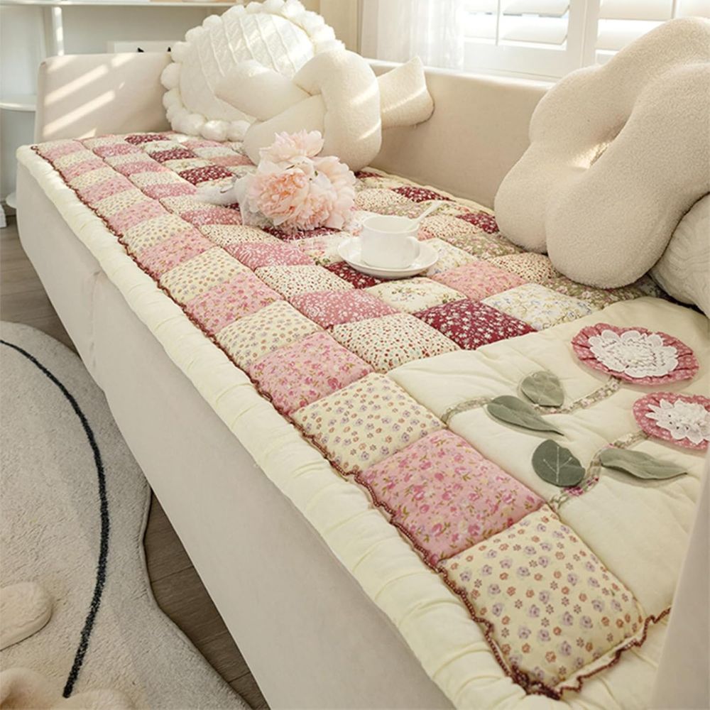 Blommig Blom Quiltad Sofföverdrag