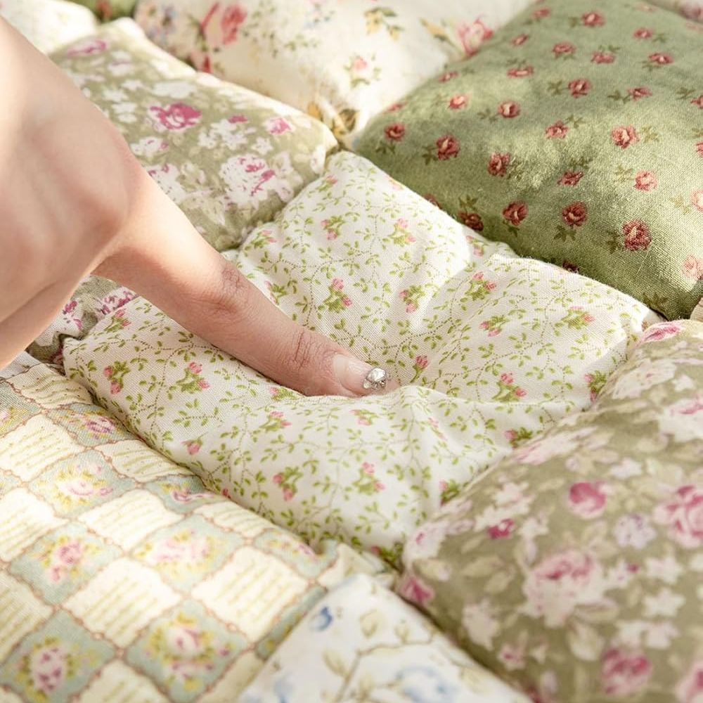 Blommig Blom Quiltad Sofföverdrag