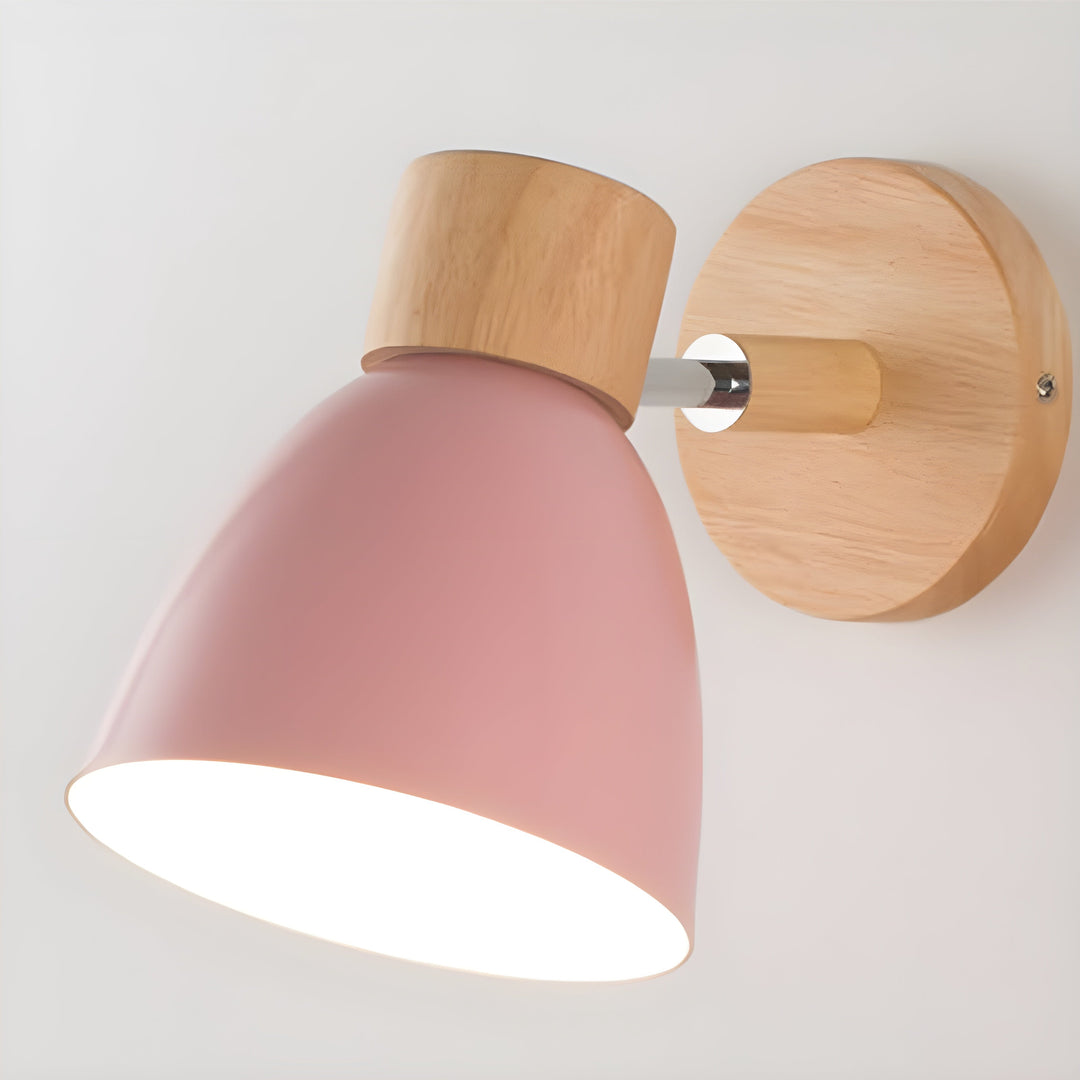 Trä Nordic Vägglampa med Strömbrytare för Sovrummet