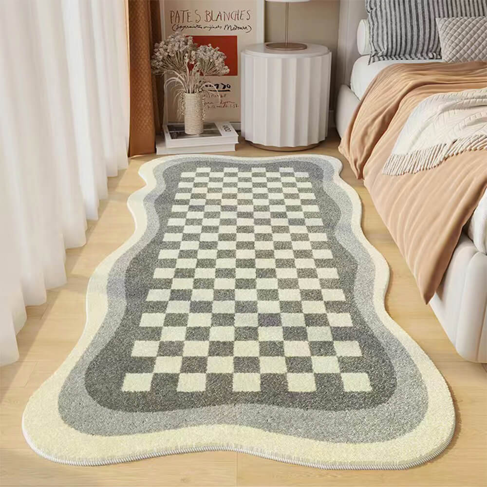 Faux Cashmere Rutig Mysig Nattduksmatta Oregelbunden Form Matta