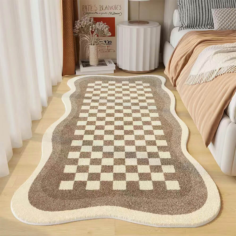 Faux Cashmere Rutig Mysig Nattduksmatta Oregelbunden Form Matta