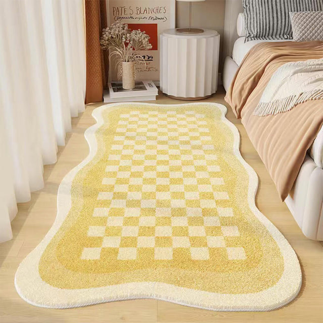 Faux Cashmere Rutig Mysig Nattduksmatta Oregelbunden Form Matta