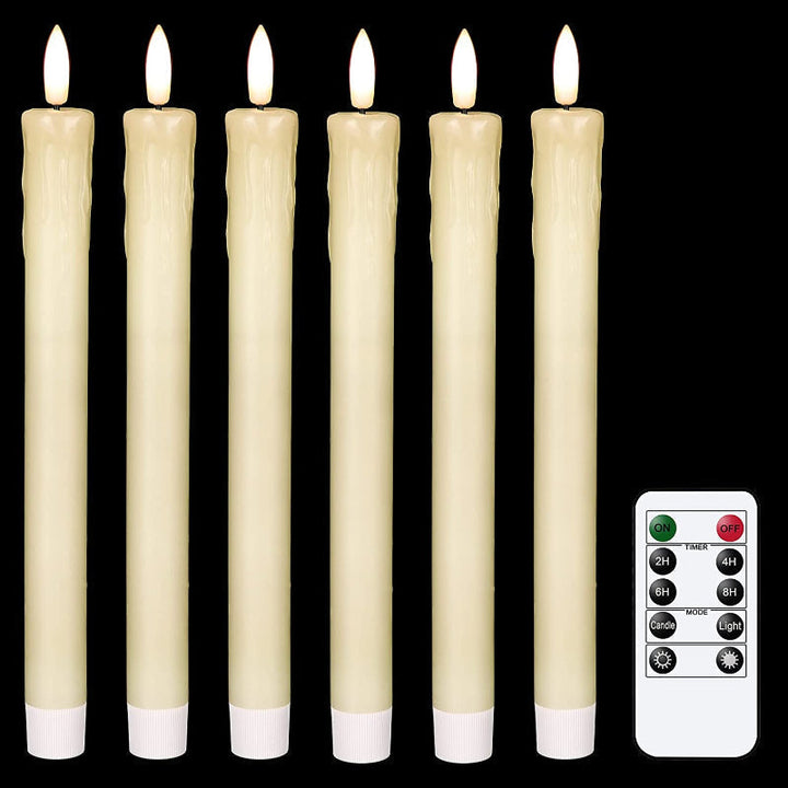 Flame-free, fladdrande ljusstakar med 2 fjärrkontroller och timer, äkta vax 3D-veke ljusfönsterljus batteridrivna, julhem bröllopsdekoration