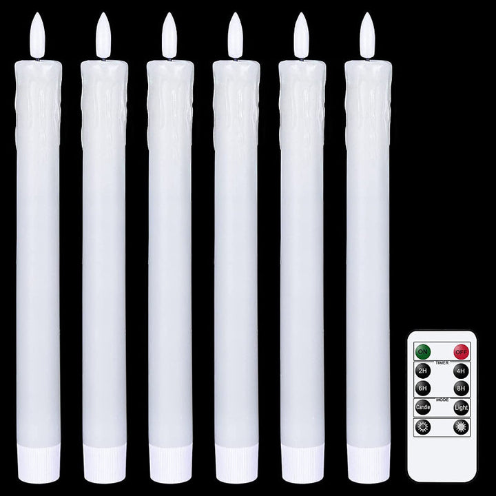 Flame-free, fladdrande ljusstakar med 2 fjärrkontroller och timer, äkta vax 3D-veke ljusfönsterljus batteridrivna, julhem bröllopsdekoration