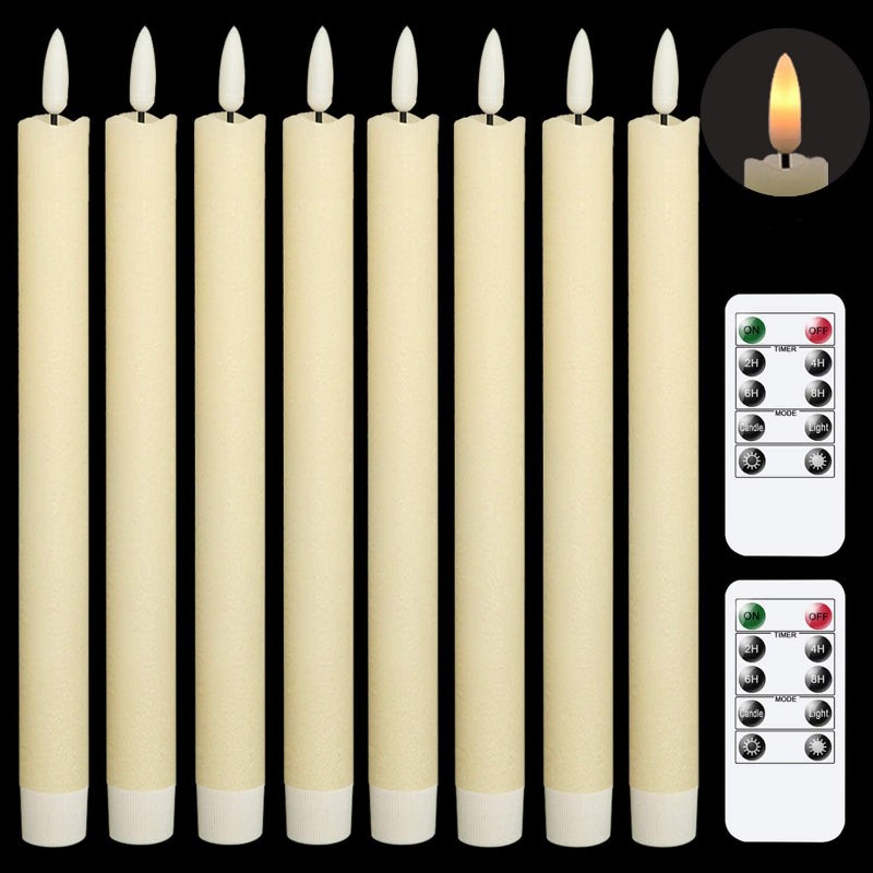 Flame-free, fladdrande ljusstakar med 2 fjärrkontroller och timer, äkta vax 3D-veke ljusfönsterljus batteridrivna, julhem bröllopsdekoration