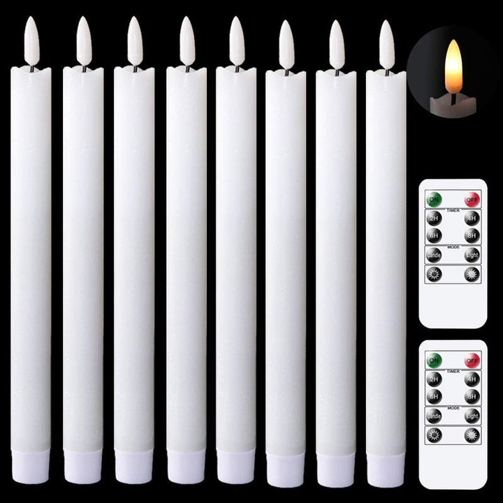 Flame-free, fladdrande ljusstakar med 2 fjärrkontroller och timer, äkta vax 3D-veke ljusfönsterljus batteridrivna, julhem bröllopsdekoration