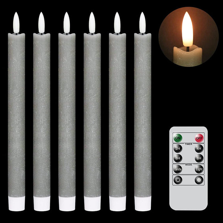 Flame-free, fladdrande ljusstakar med 2 fjärrkontroller och timer, äkta vax 3D-veke ljusfönsterljus batteridrivna, julhem bröllopsdekoration