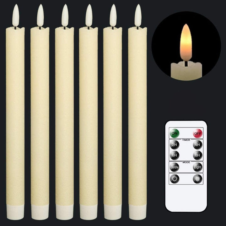 Flame-free, fladdrande ljusstakar med 2 fjärrkontroller och timer, äkta vax 3D-veke ljusfönsterljus batteridrivna, julhem bröllopsdekoration