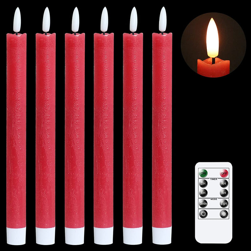 Flame-free, fladdrande ljusstakar med 2 fjärrkontroller och timer, äkta vax 3D-veke ljusfönsterljus batteridrivna, julhem bröllopsdekoration