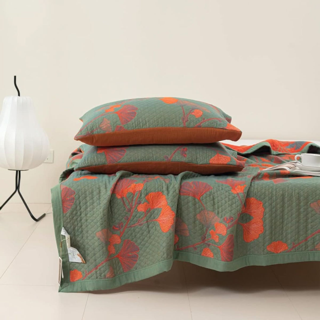 Bomullssängkläder med botaniskt mönster