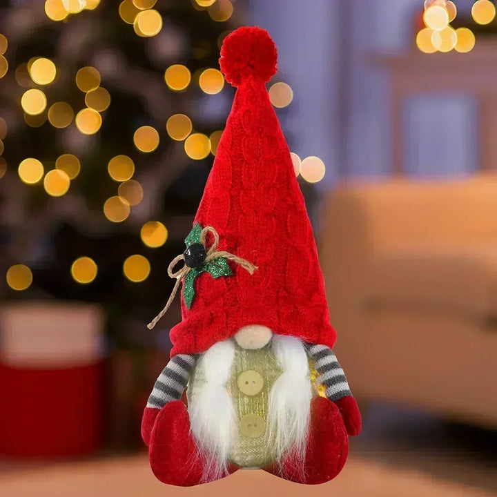 LED Jultomte | Stickad Design med Nattljus | Glödande Juldekoration | Varm &amp; Mysig