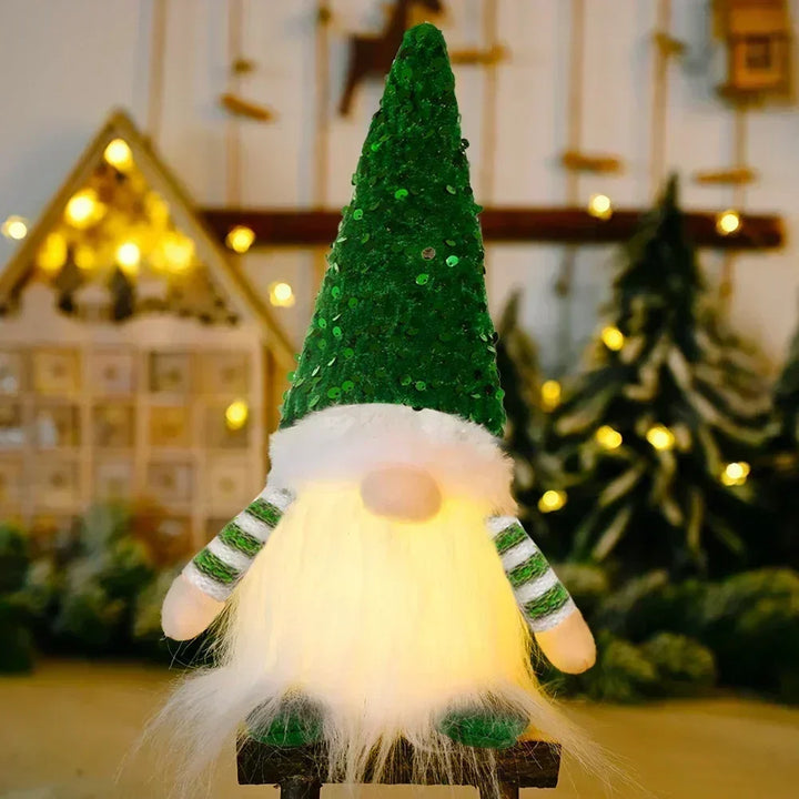 LED Jultomte | Stickad Design med Nattljus | Glödande Juldekoration | Varm &amp; Mysig