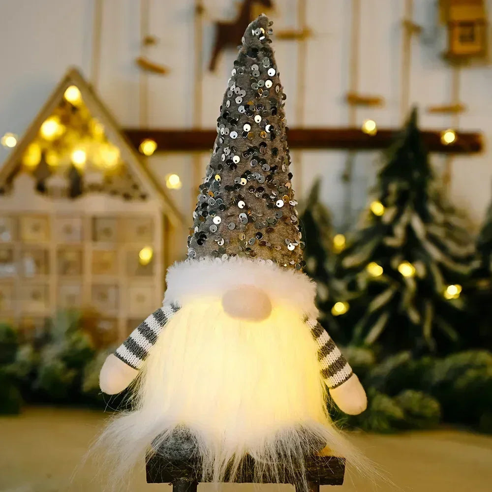 LED Jultomte | Stickad Design med Nattljus | Glödande Juldekoration | Varm &amp; Mysig
