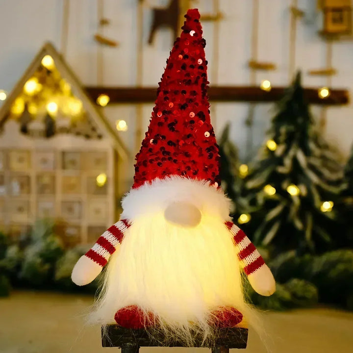 LED Jultomte | Stickad Design med Nattljus | Glödande Juldekoration | Varm &amp; Mysig