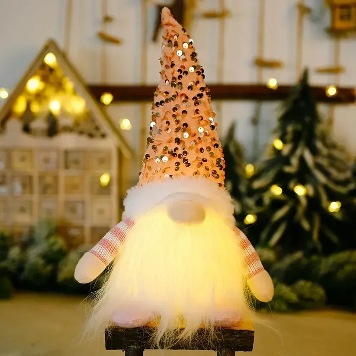 LED Jultomte | Stickad Design med Nattljus | Glödande Juldekoration | Varm &amp; Mysig