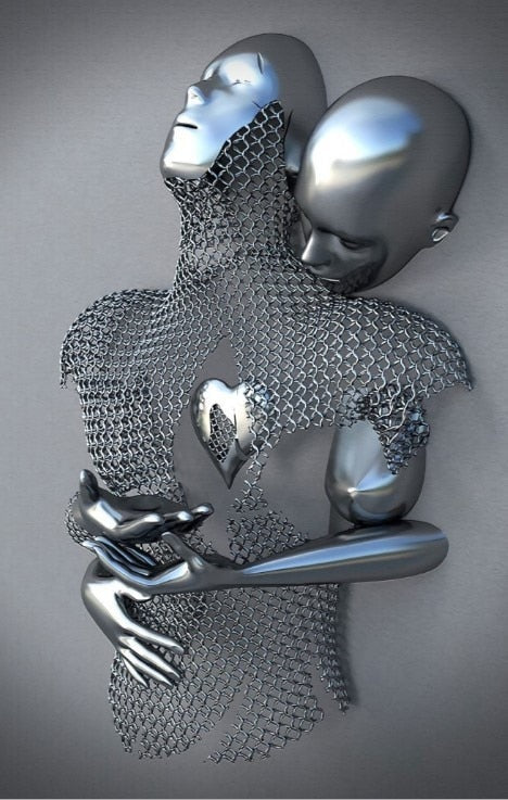 Metallfigur Statyer Stilar Abstrakt Canvasmålning Par Väggkonst Kärlek Skulptur Affischtryck Heminredning Vardagsrum Gåvor