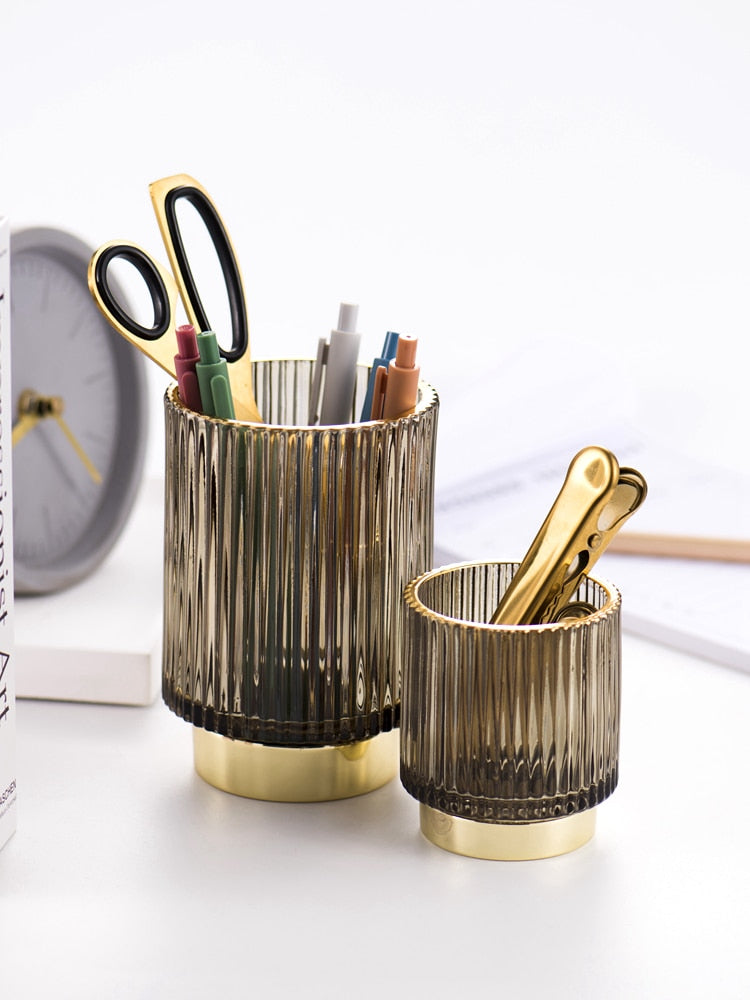 Elise Guldfolie Glas Makeup Halter &amp; Organiser