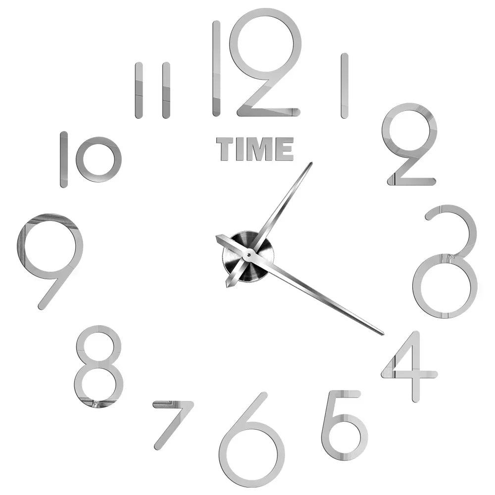 Stor Väggklocka DIY 3D Självhäftande Spegelakryl Väggklocka För Kök Matsal Vardagsrum Kreativ Heminredning |