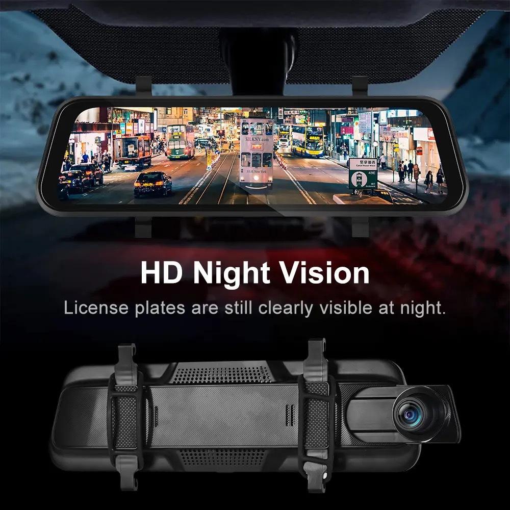 VisionMirror Pro – Ultra HD Spegel Dash Cam med Trådlös CarPlay &amp; Android Auto