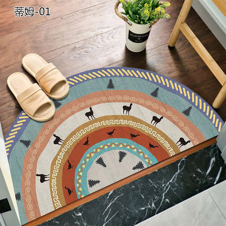 Bohemisk halkfri halvcirkelformad dörrmatta