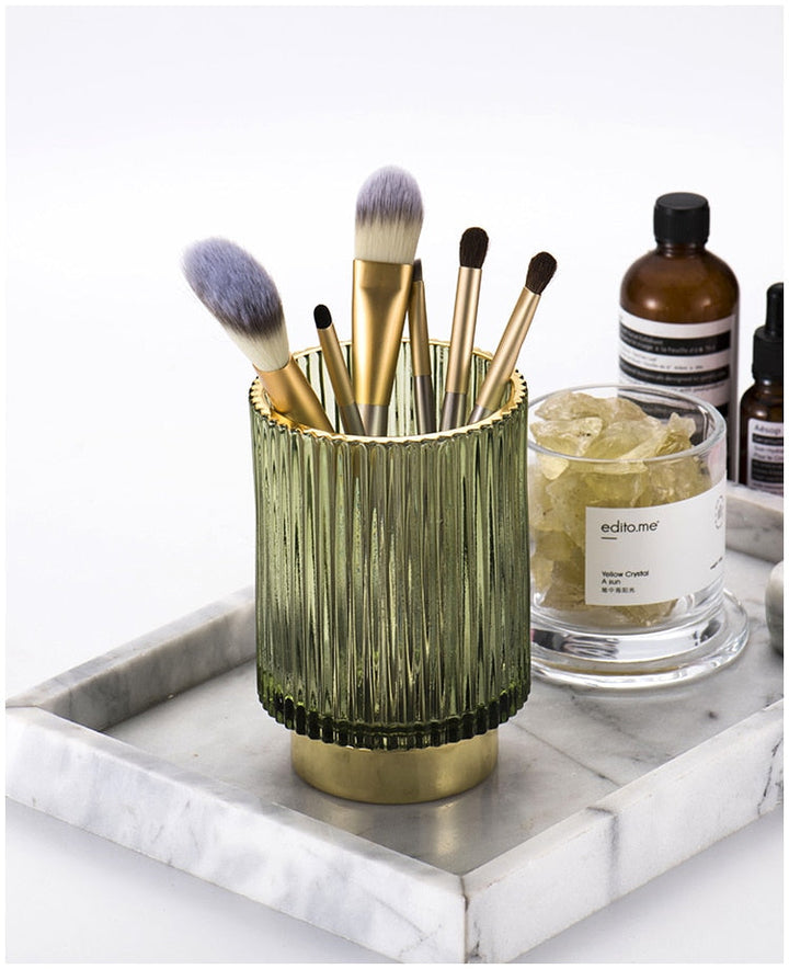 Elise Guldfolie Glas Makeup Halter &amp; Organiser
