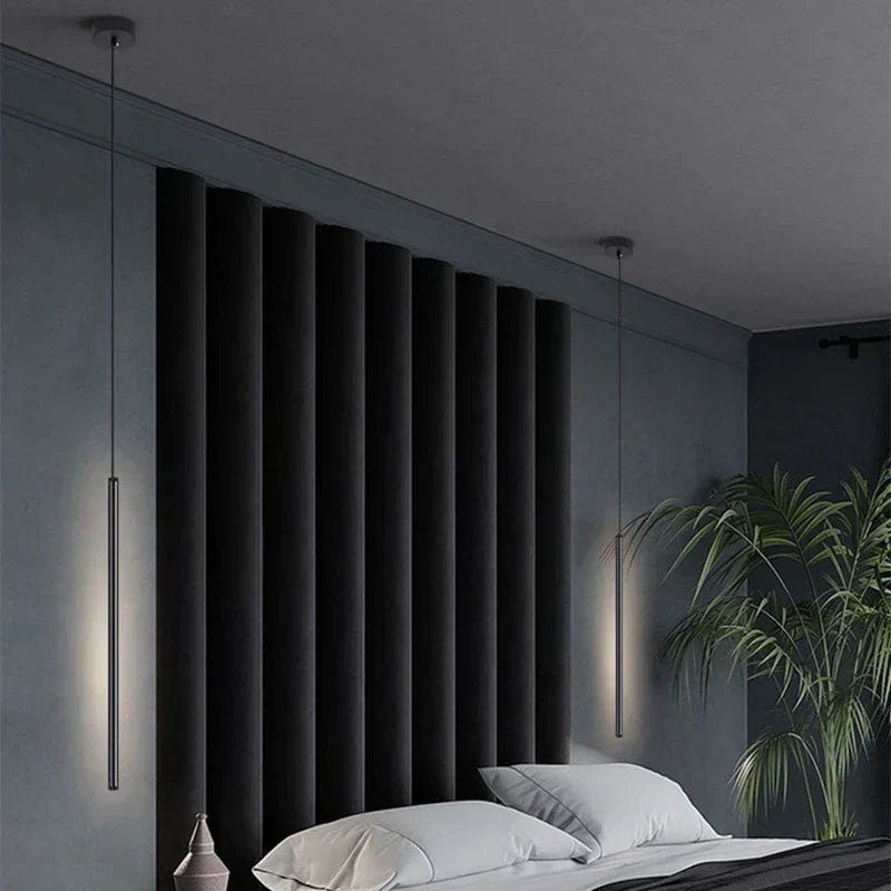 Nordisk LED Pendellampa: Minimalistisk design med kreativa linjer, perfekt för sovrummet, matplatsen