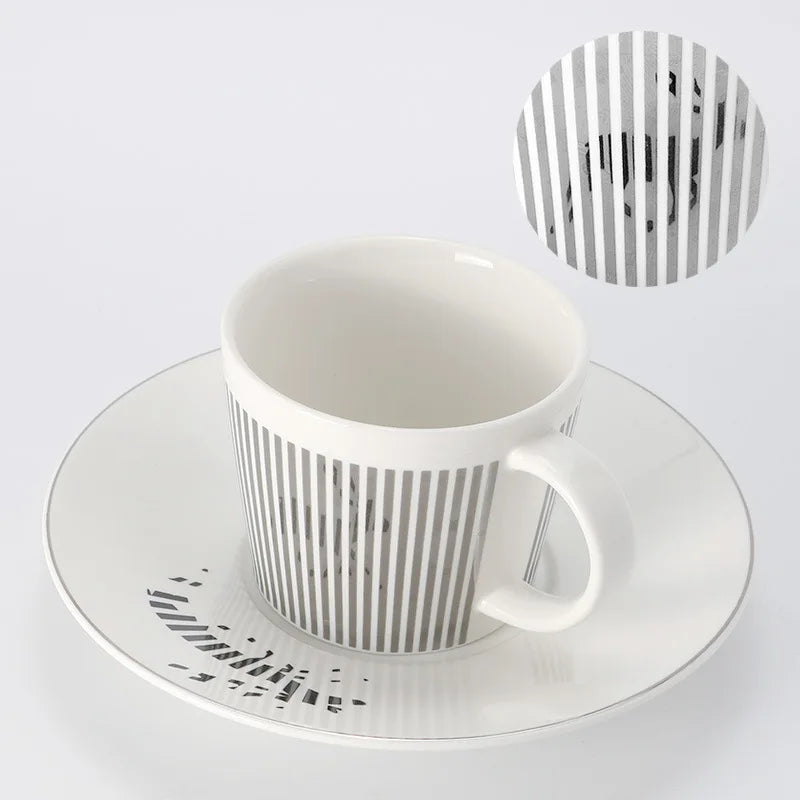 Kreativ dynamisk SLR kopp Leopard anamorfisk zebra kopp Luycho kaffe te kopp set med underlägg 90ml-225ml