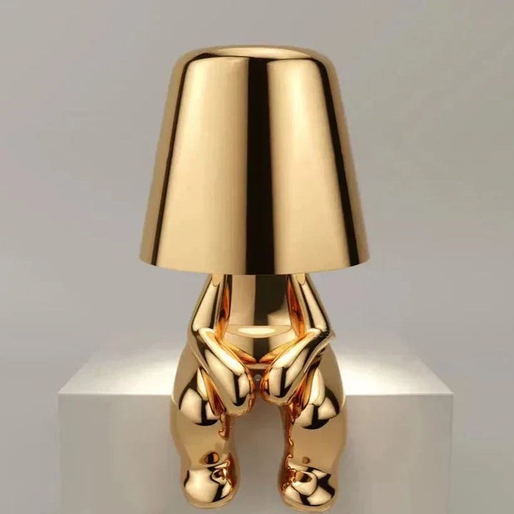 Golden Man LED Tänkande Bordslampa – Lekfull Nattduksbordslampa för Sovrum &amp; Dekor