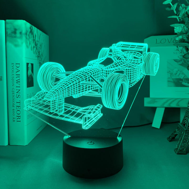 Formel-1-3D-Illusionslampa med färgläge