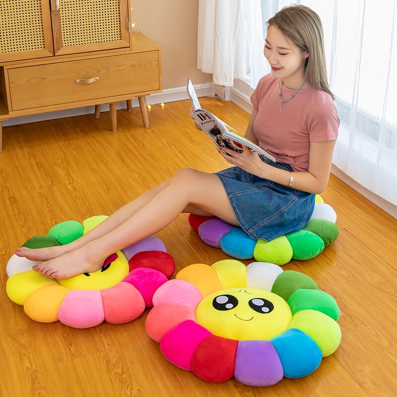 färgglad Solros Plush Komfort Sittkudde