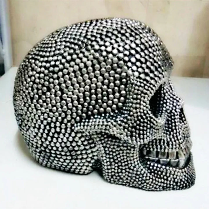 BUF Stor Silver/Guld Skalle Staty Resin Hantverk Dekorativa Ornament Halloween Dekoration Skulptur Hem Dekor Figurer