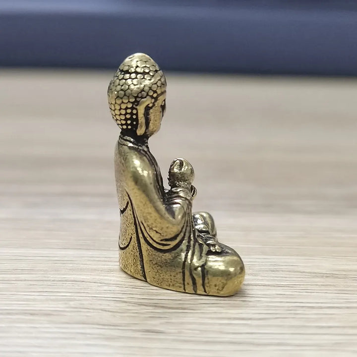 10 stycken mini mässings sittande Buddha-statyn figur för resande buddhism tillbedjan hem kontor skrivbord dekoration