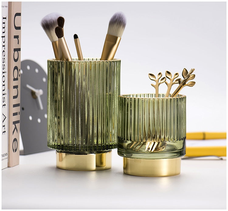 Elise Guldfolie Glas Makeup Halter &amp; Organiser