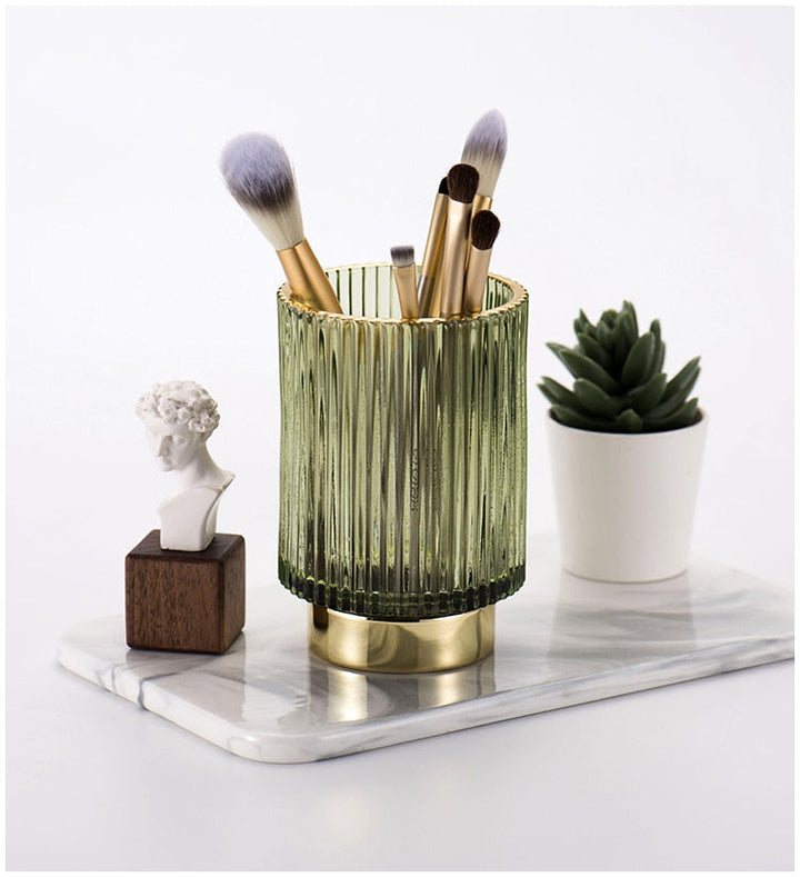 Elise Guldfolie Glas Makeup Halter &amp; Organiser